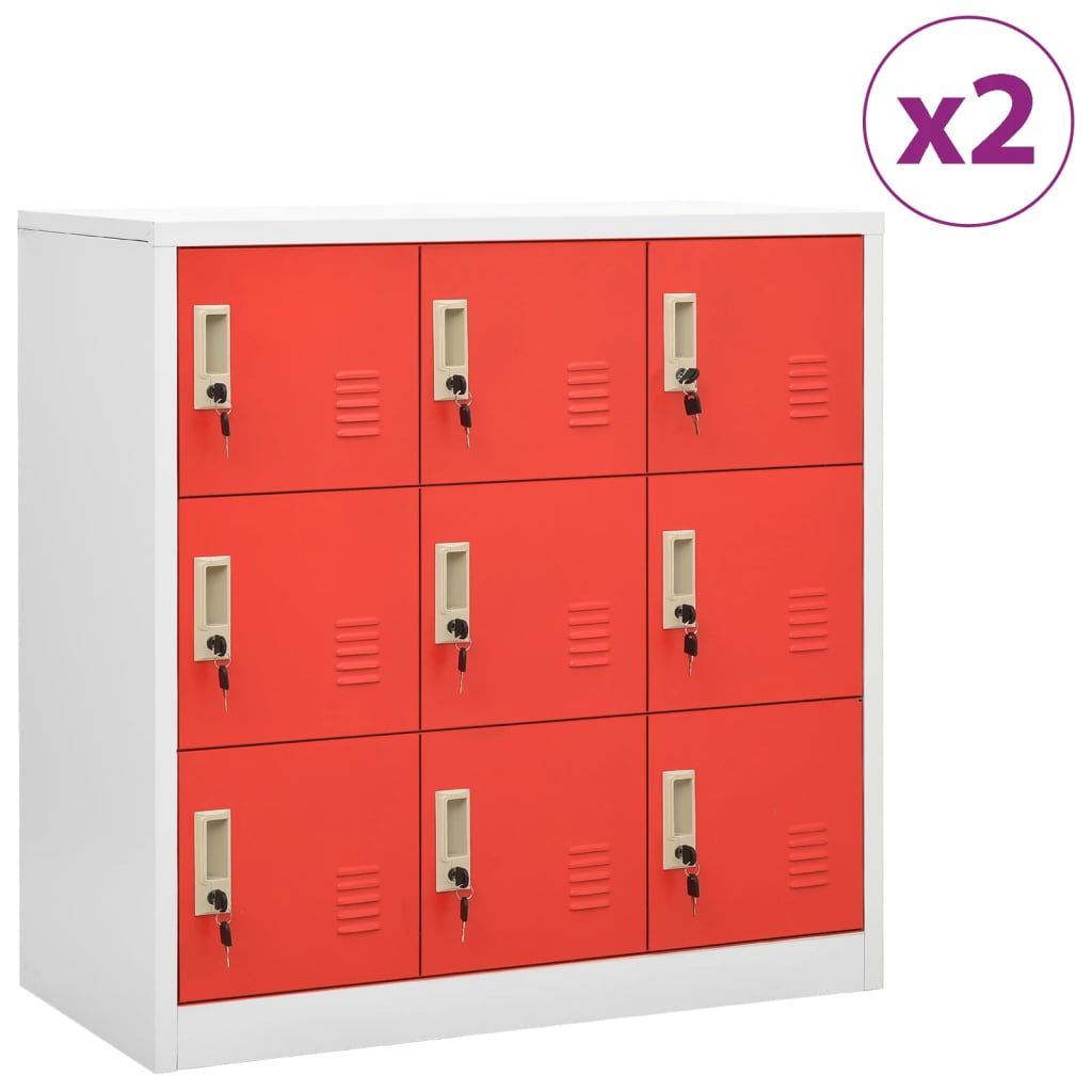 Lockerkasten 90X45X92,5 Cm Staal Lichtgrijs En Rood