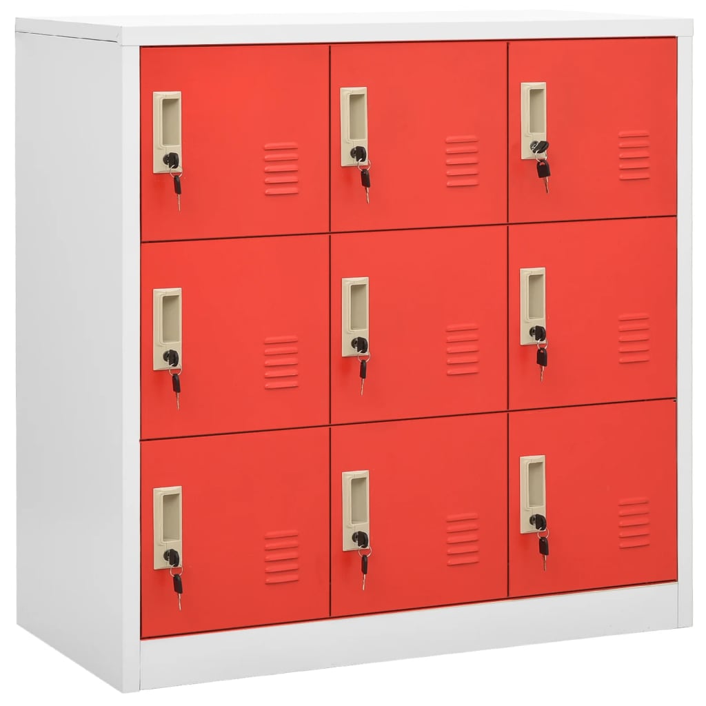 Lockerkasten 90X45X92,5 Cm Staal Lichtgrijs En Rood