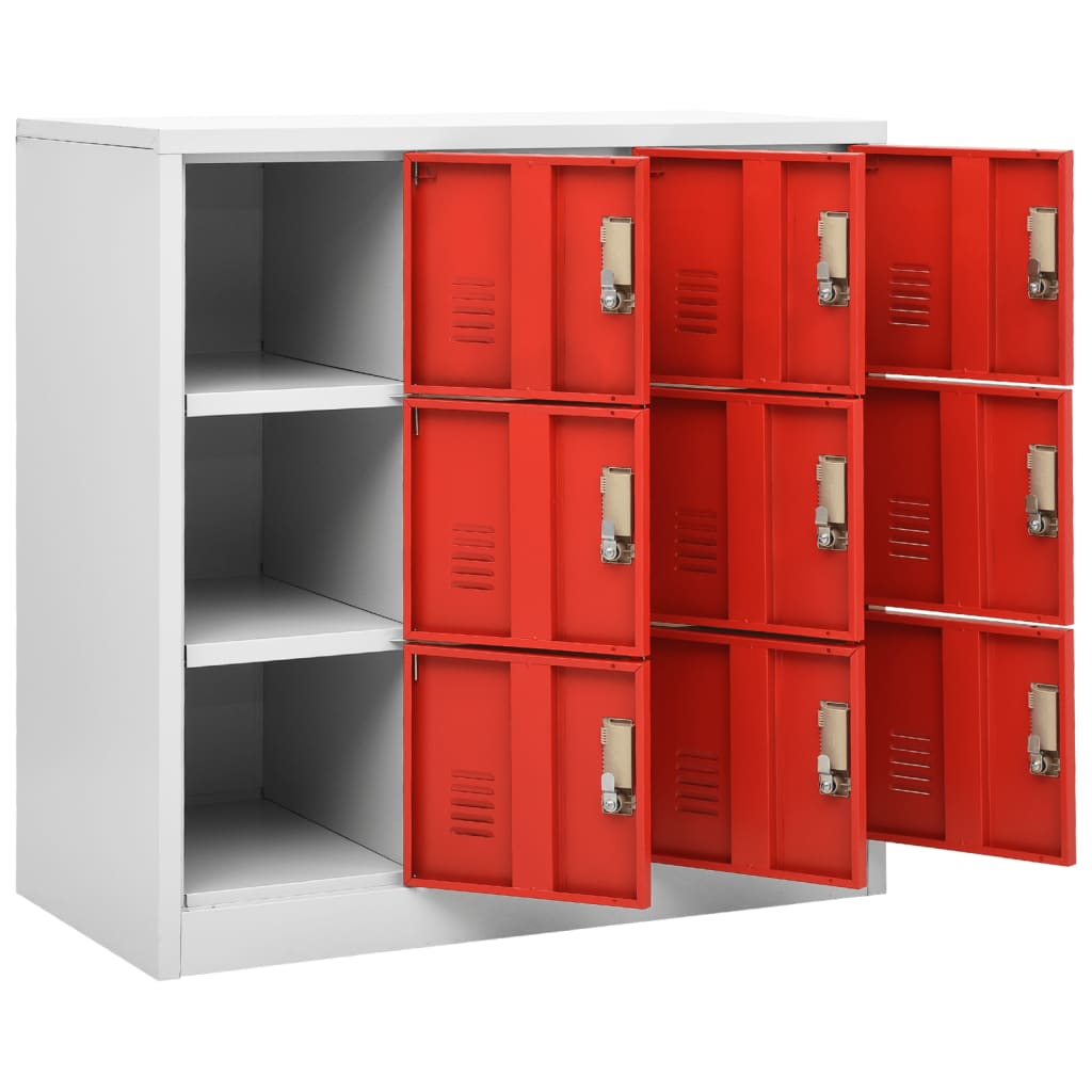 Lockerkasten 90X45X92,5 Cm Staal Lichtgrijs En Rood