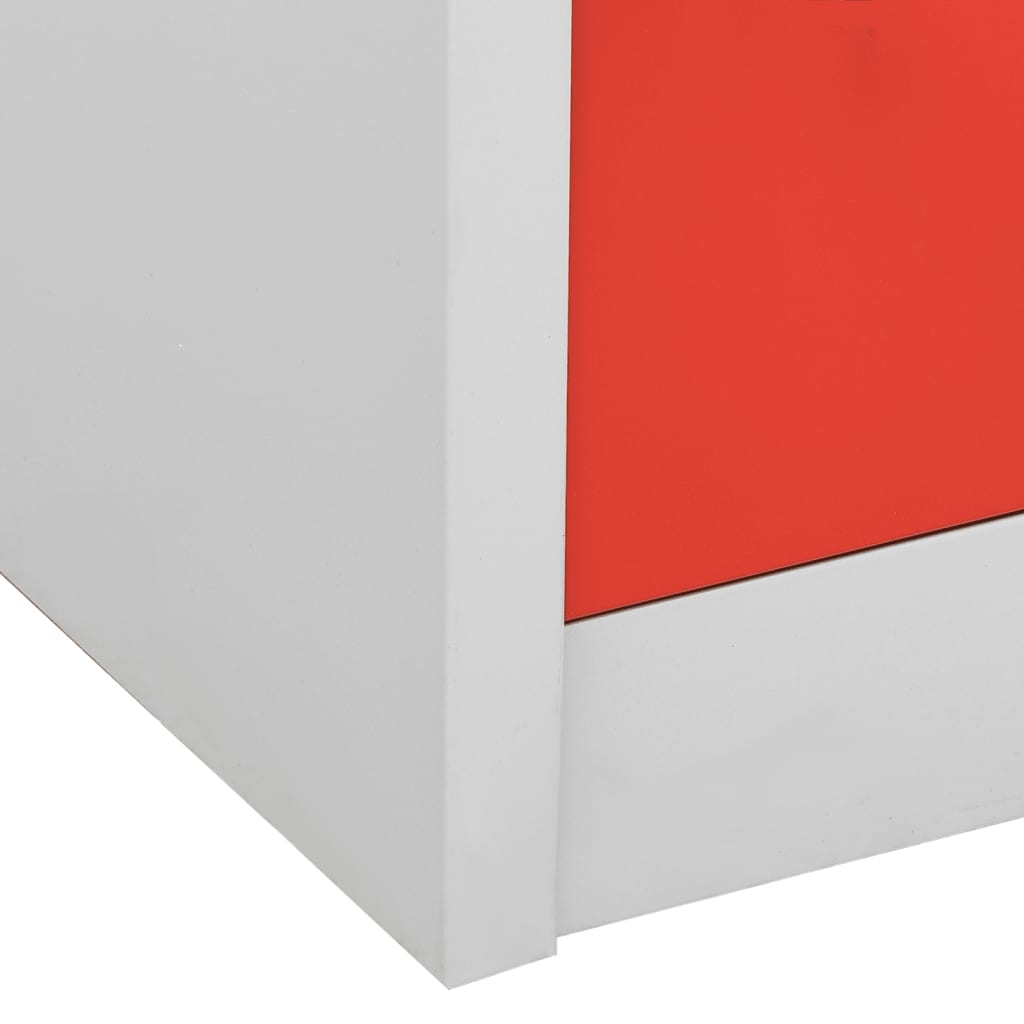 Lockerkasten 90X45X92,5 Cm Staal Lichtgrijs En Rood