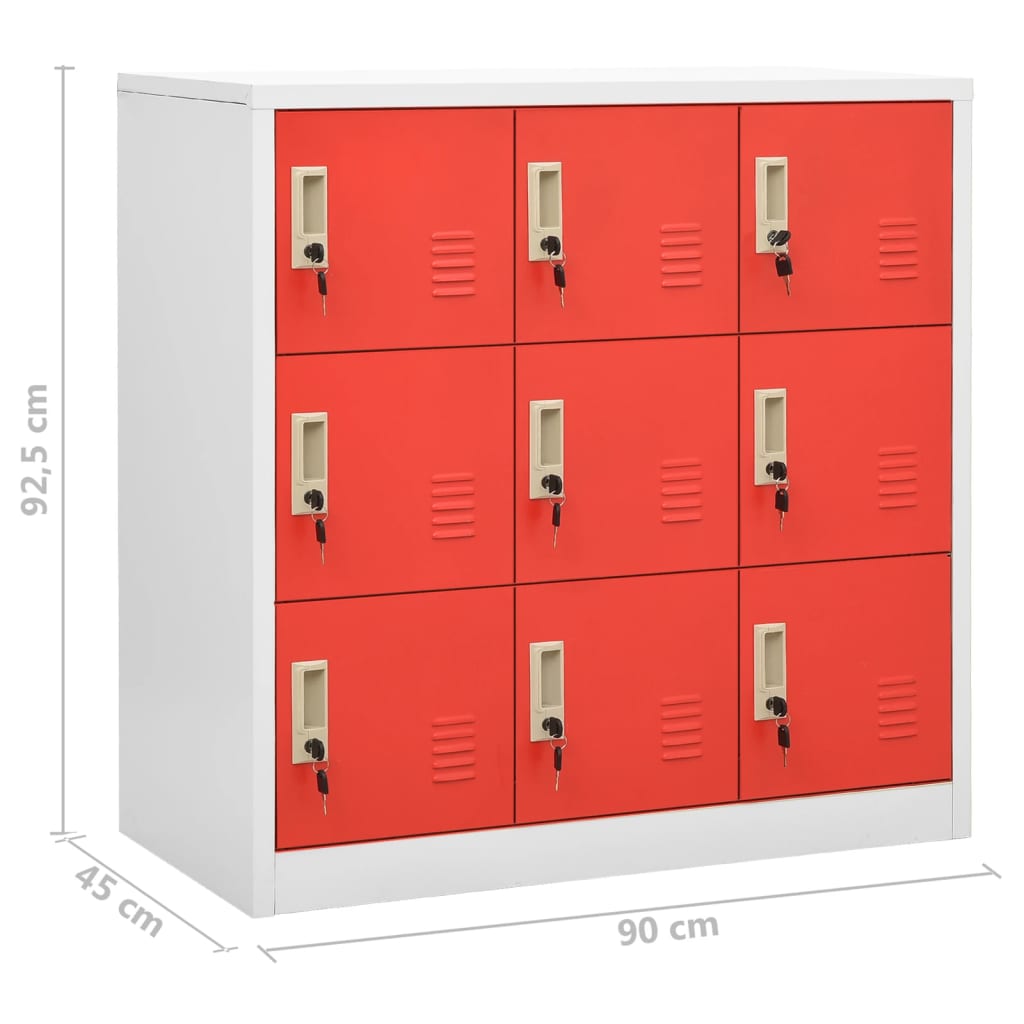 Lockerkasten 90X45X92,5 Cm Staal Lichtgrijs En Rood