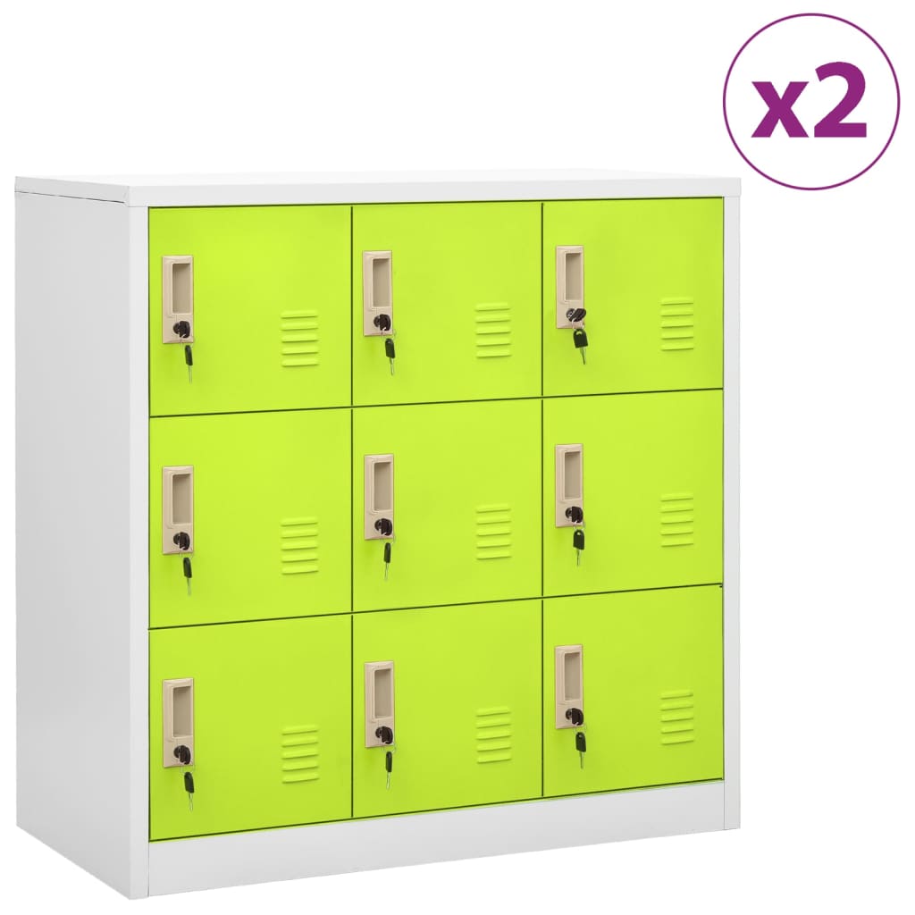 Lockerkasten 90X45X92,5 Cm Staal Lichtgrijs En Groen