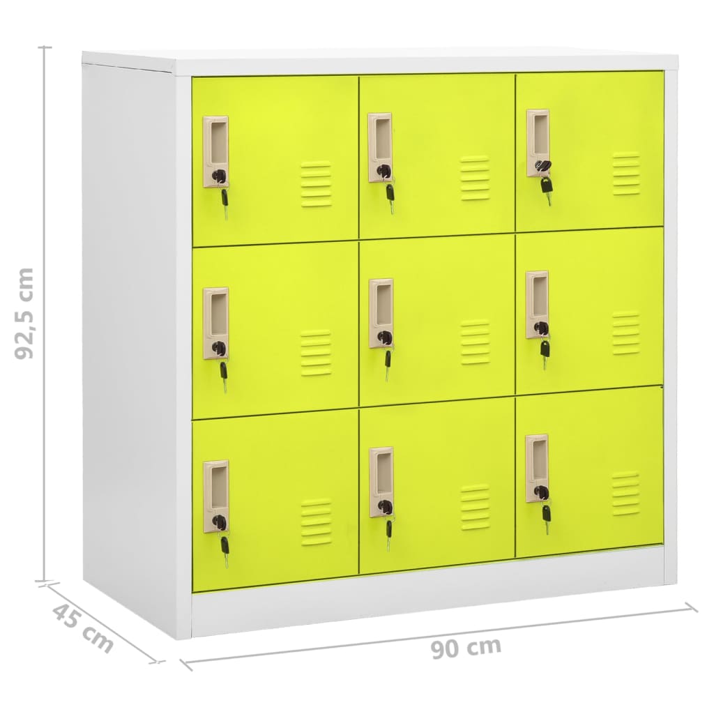 Lockerkasten 90X45X92,5 Cm Staal Lichtgrijs En Groen