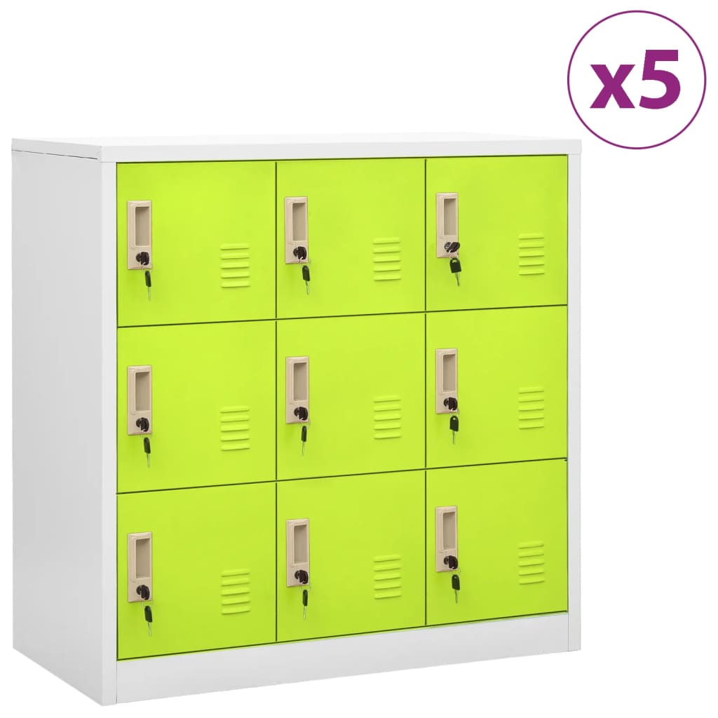 Lockerkasten 90X45X92,5 Cm Staal Lichtgrijs En Groen