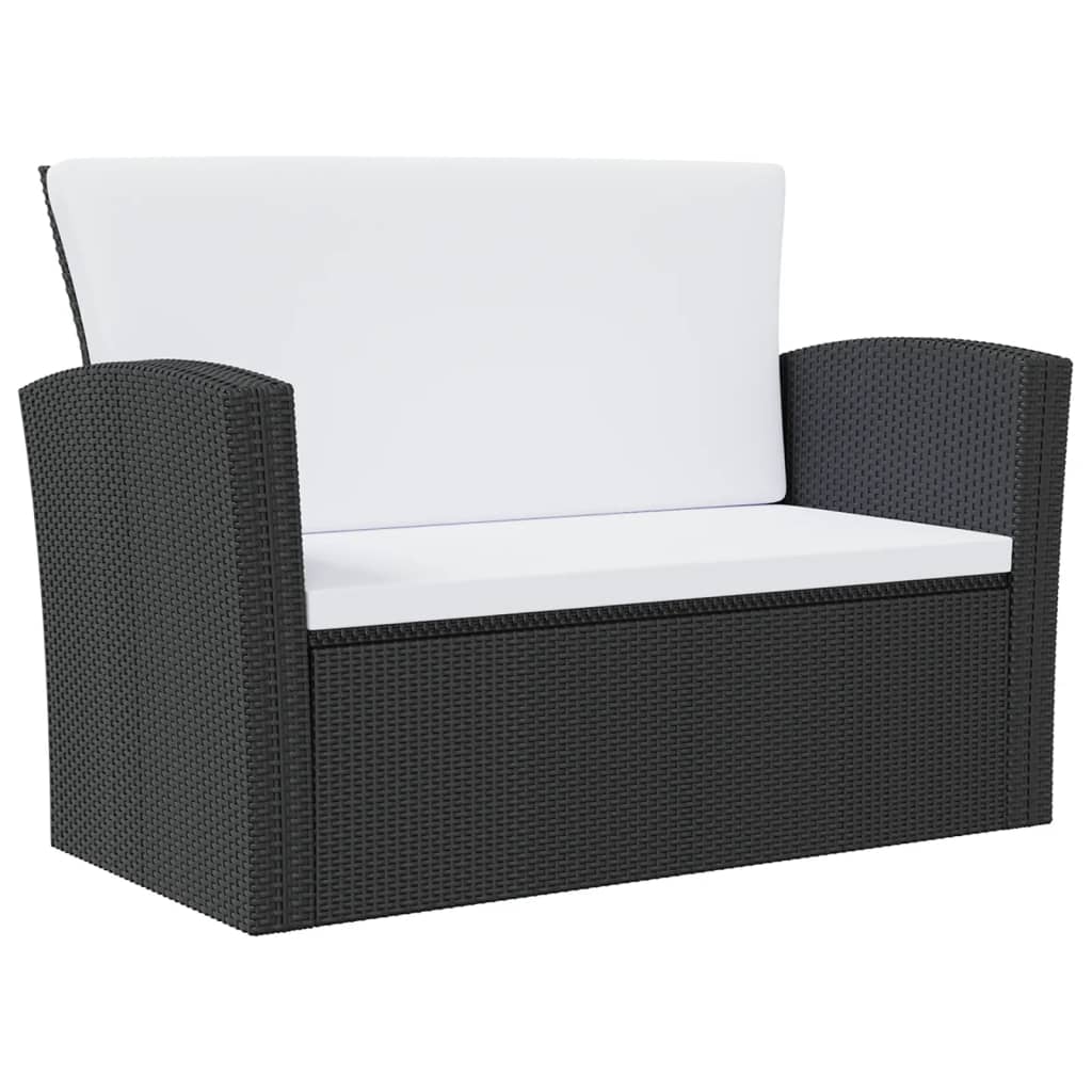 -Delige Loungeset Met Kussens Poly Rattan