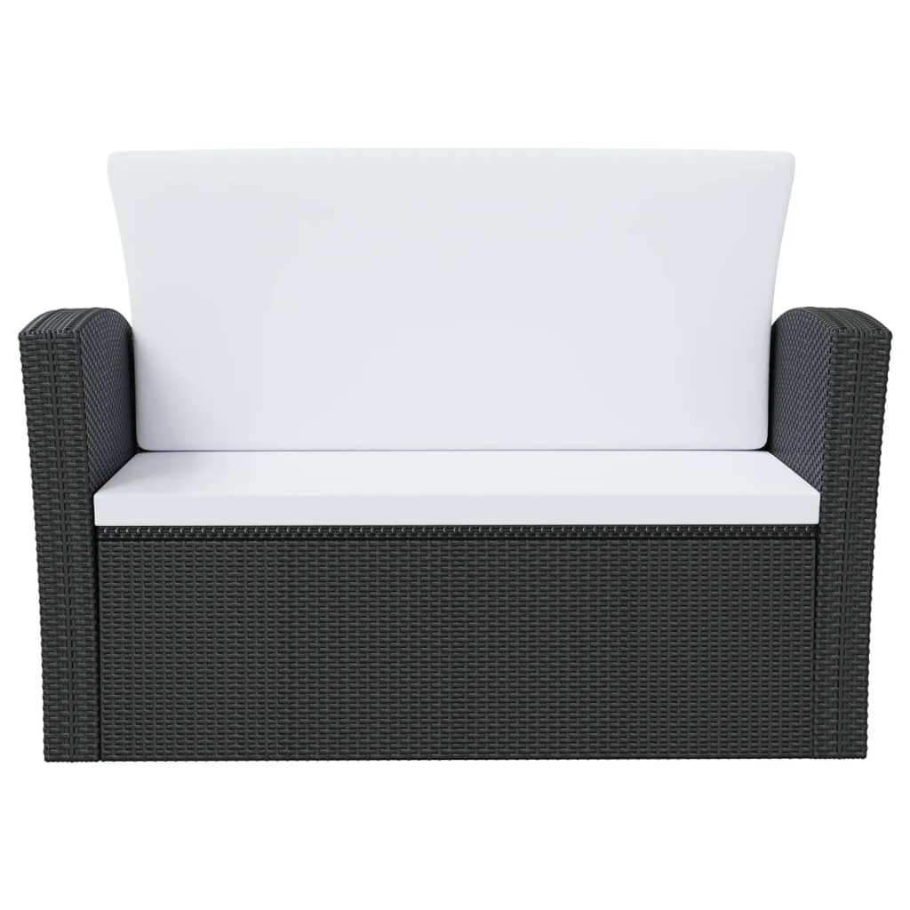 -Delige Loungeset Met Kussens Poly Rattan