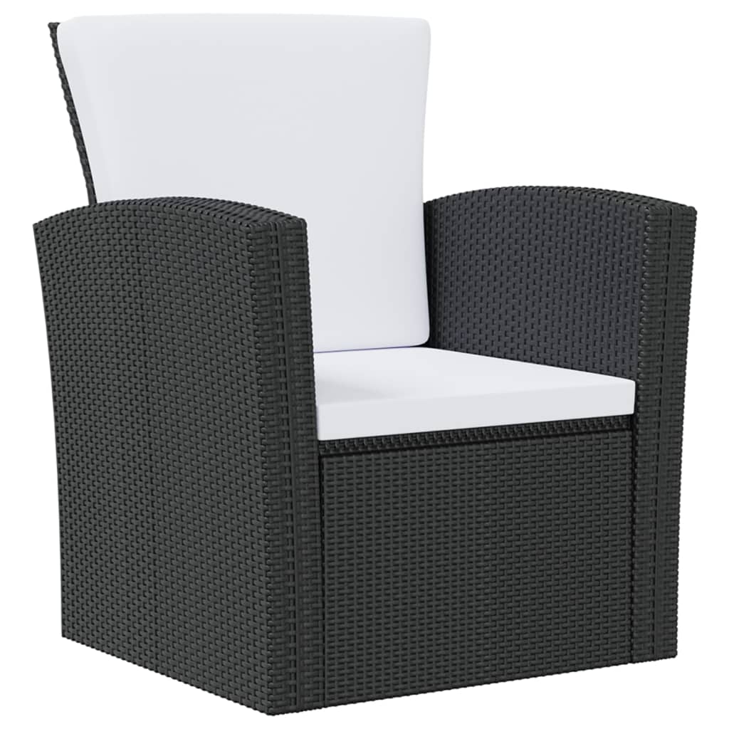 -Delige Loungeset Met Kussens Poly Rattan