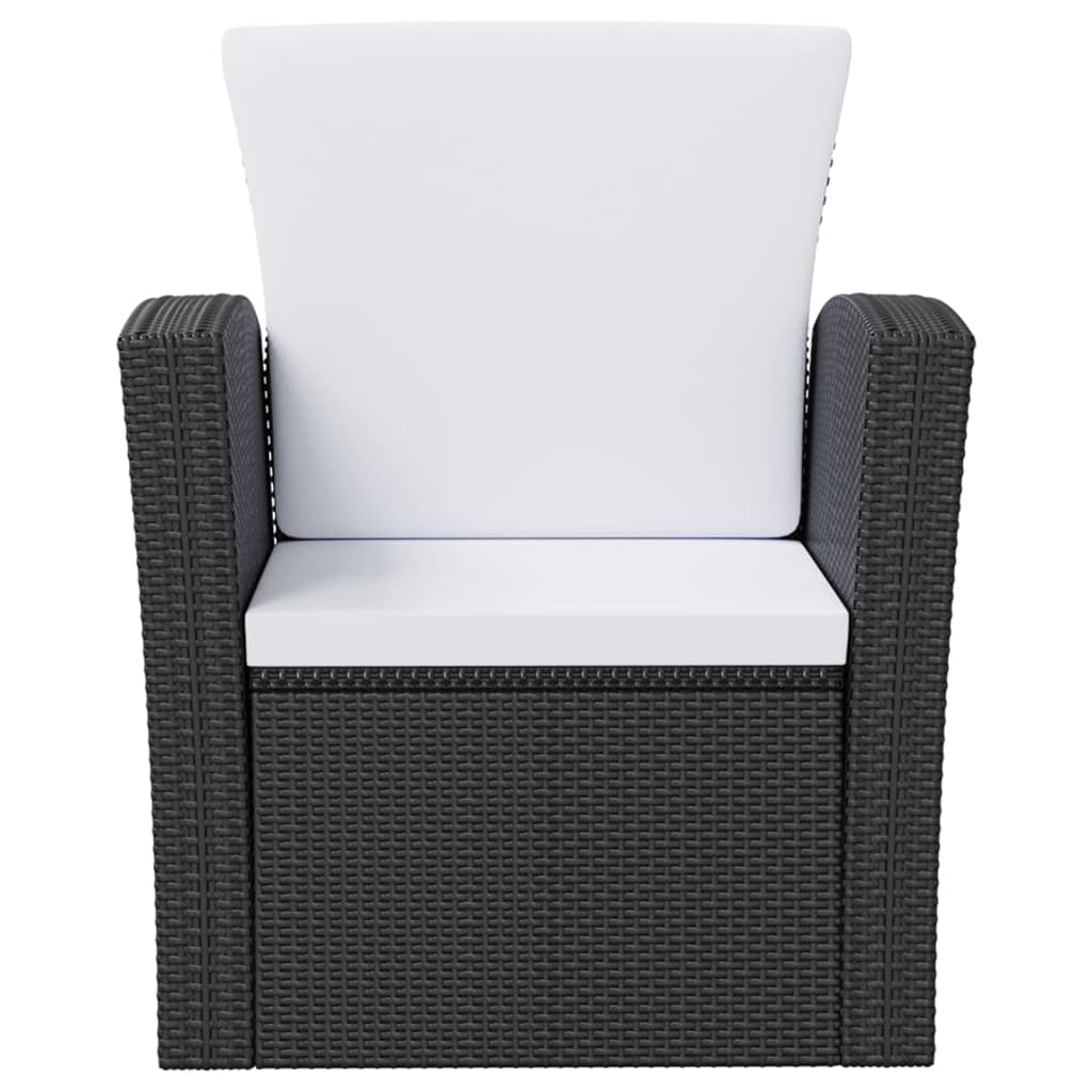 -Delige Loungeset Met Kussens Poly Rattan