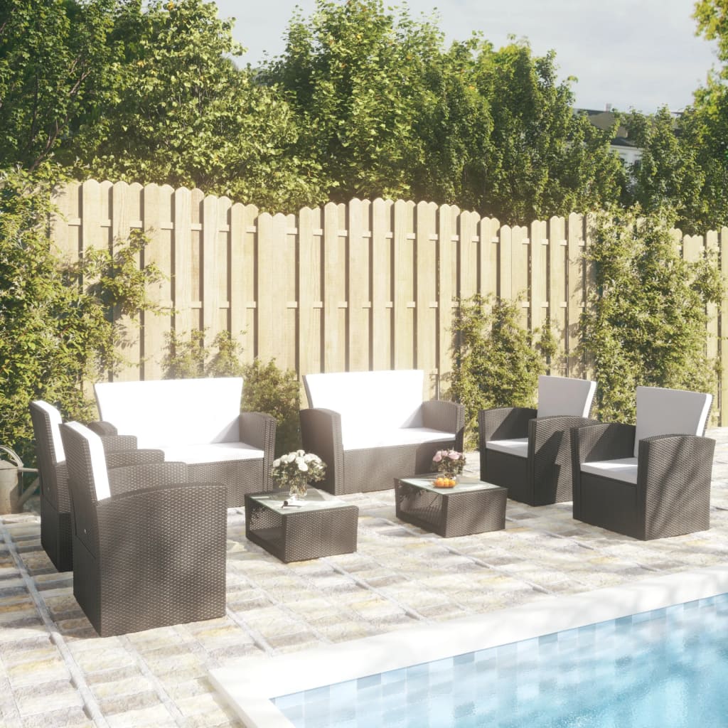 -Delige Loungeset Met Kussens Poly Rattan