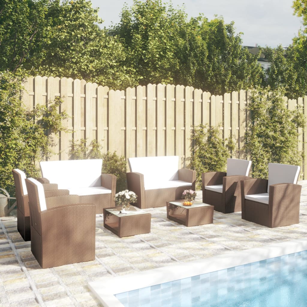 -Delige Loungeset Met Kussens Poly Rattan