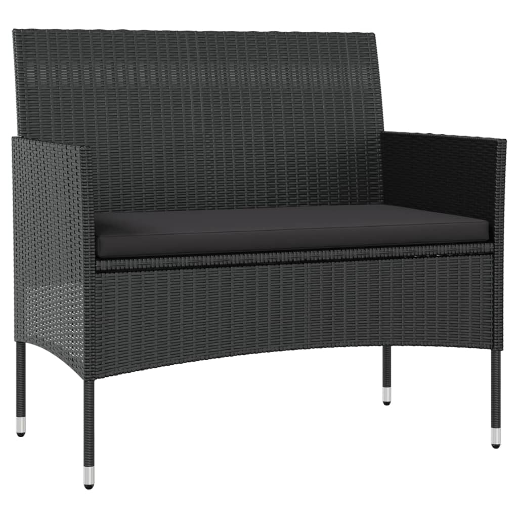 -Delige Loungeset Met Kussens Poly Rattan