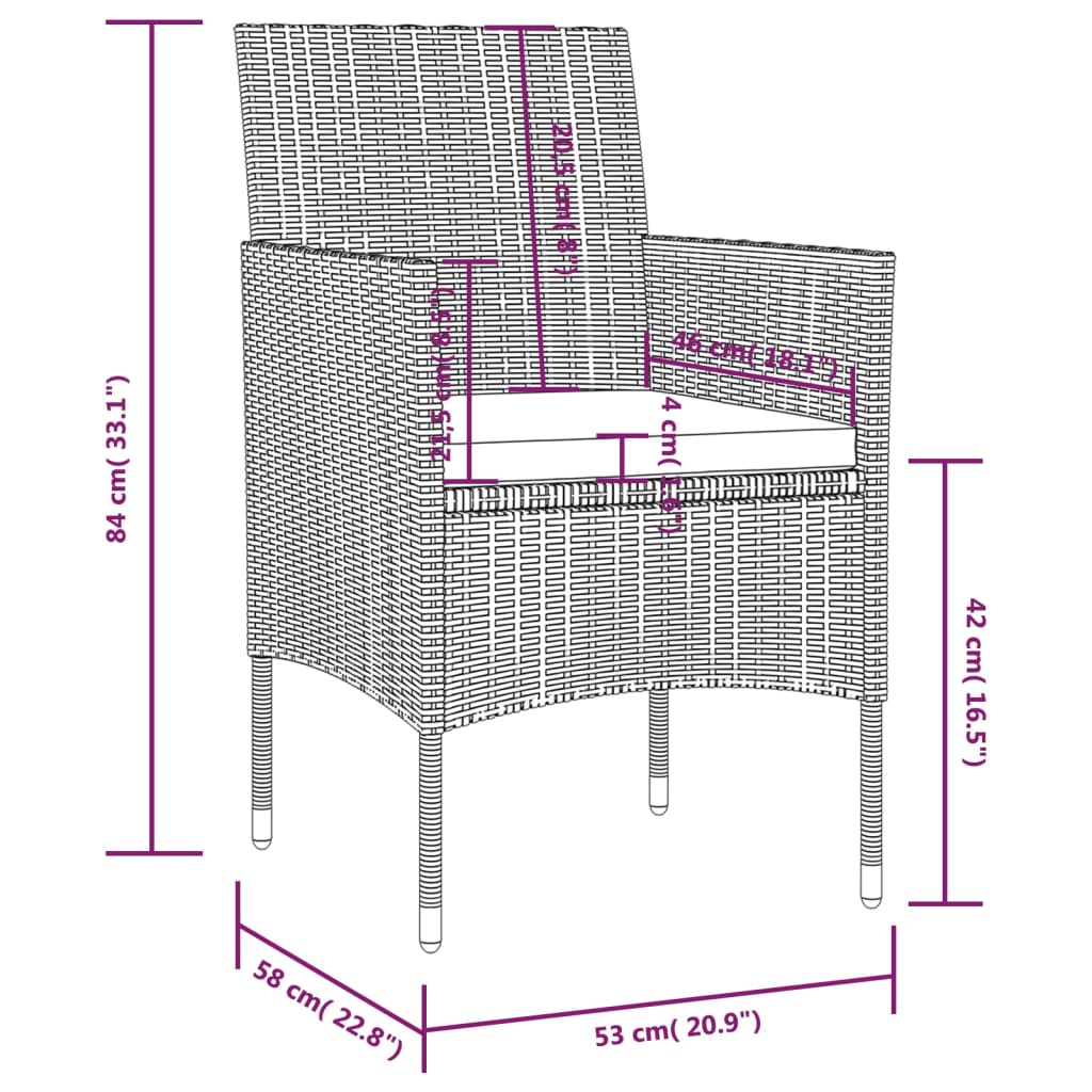 -Delige Loungeset Met Kussens Poly Rattan