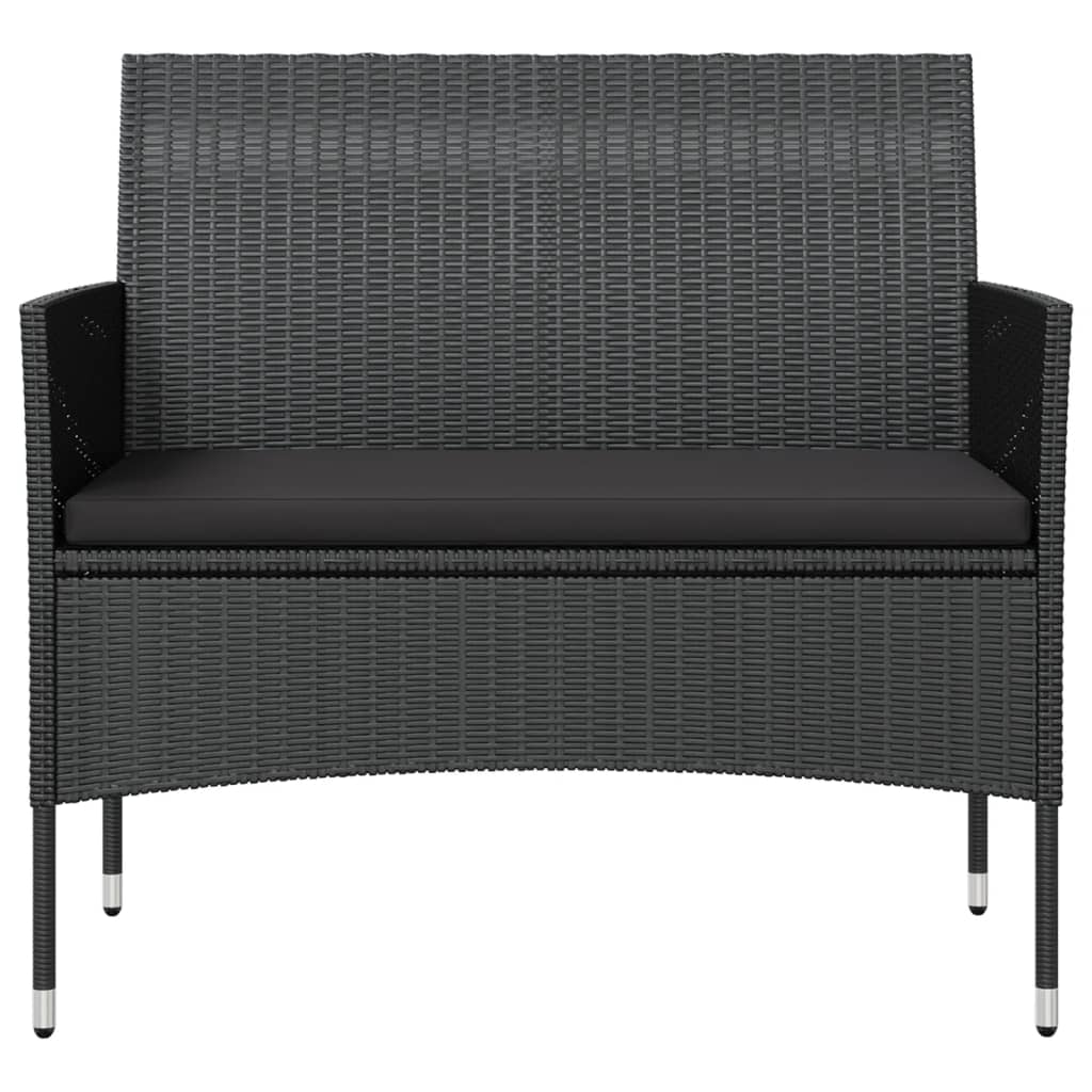 -Delige Loungeset Met Kussens Poly Rattan