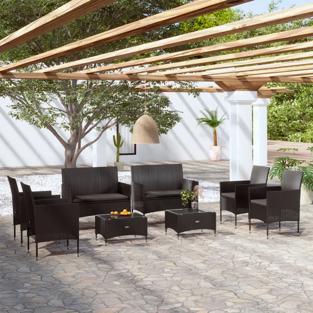 -Delige Loungeset Met Kussens Poly Rattan