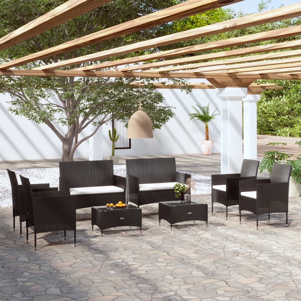 -Delige Loungeset Met Kussens Poly Rattan