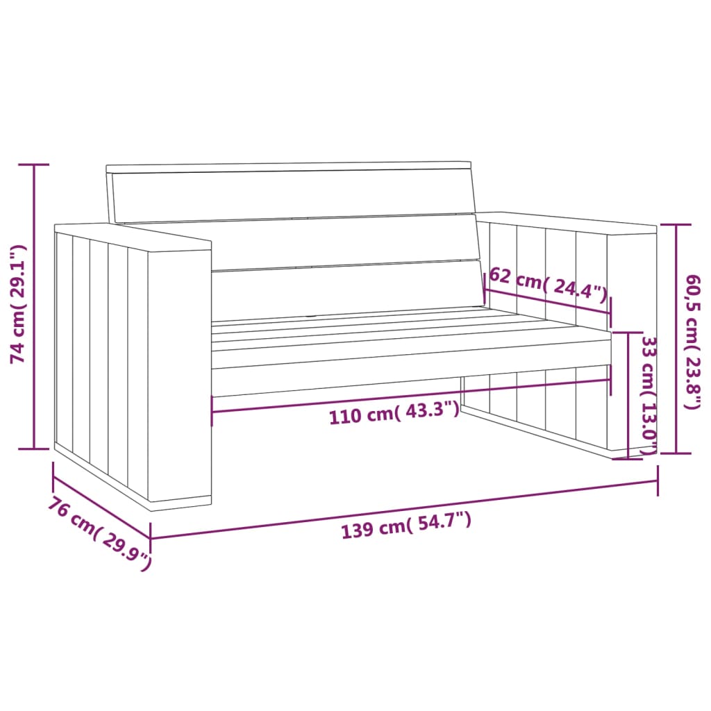 Tuinbank 39 Cm Geïmpregneerd Grenenhout