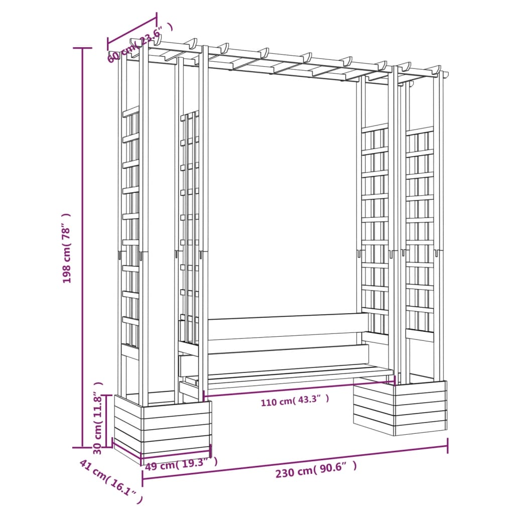 Pergola Met Bank En Plantenbakken Geïmpregneerd Grenenhout