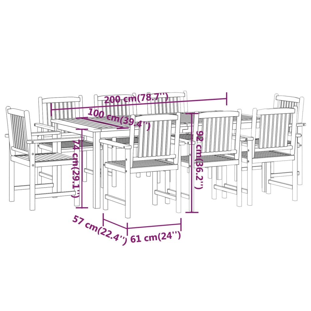 -Delige Tuinset Massief Acaciahout