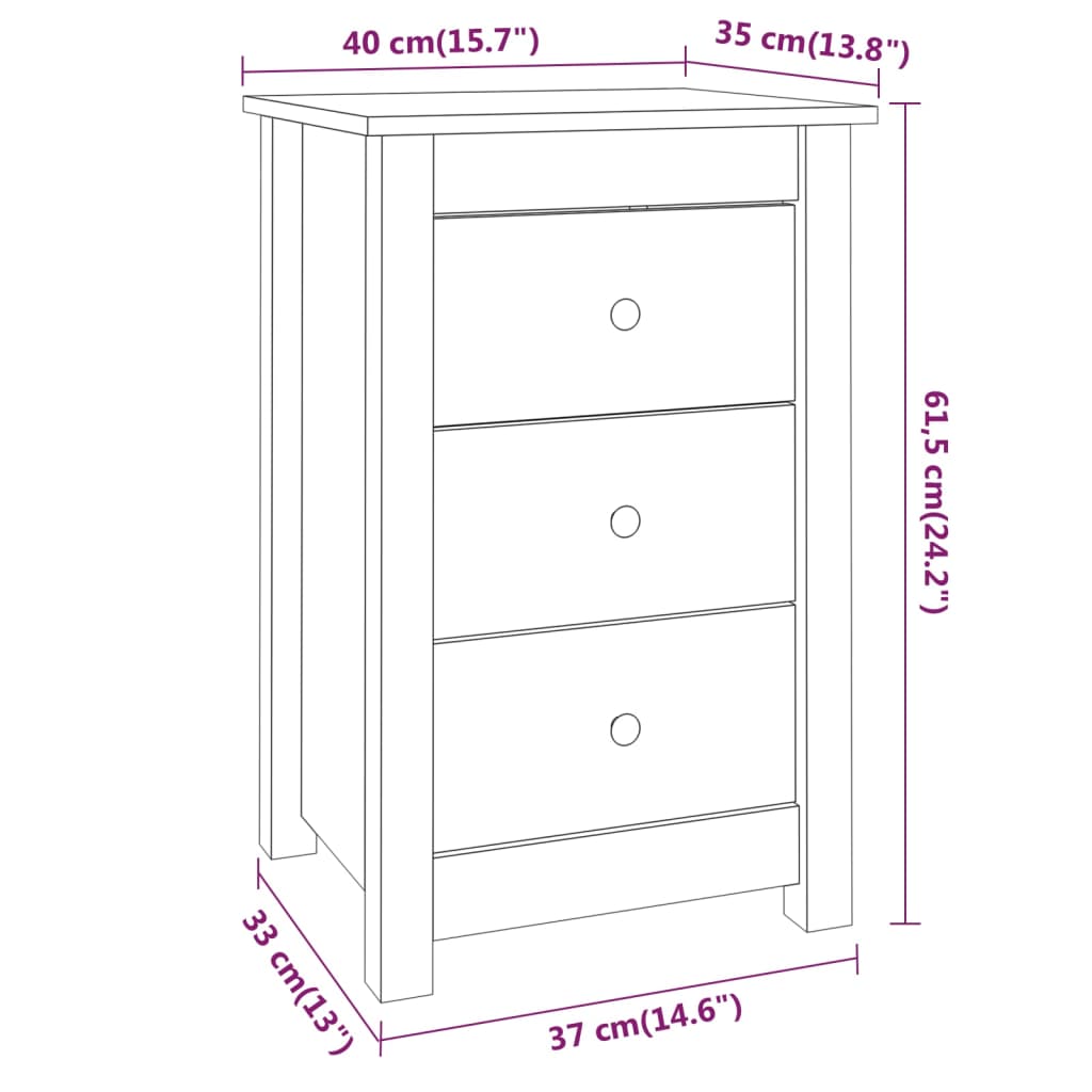 Nachtkastje 40X35X61,5 Cm Massief Grenenhout