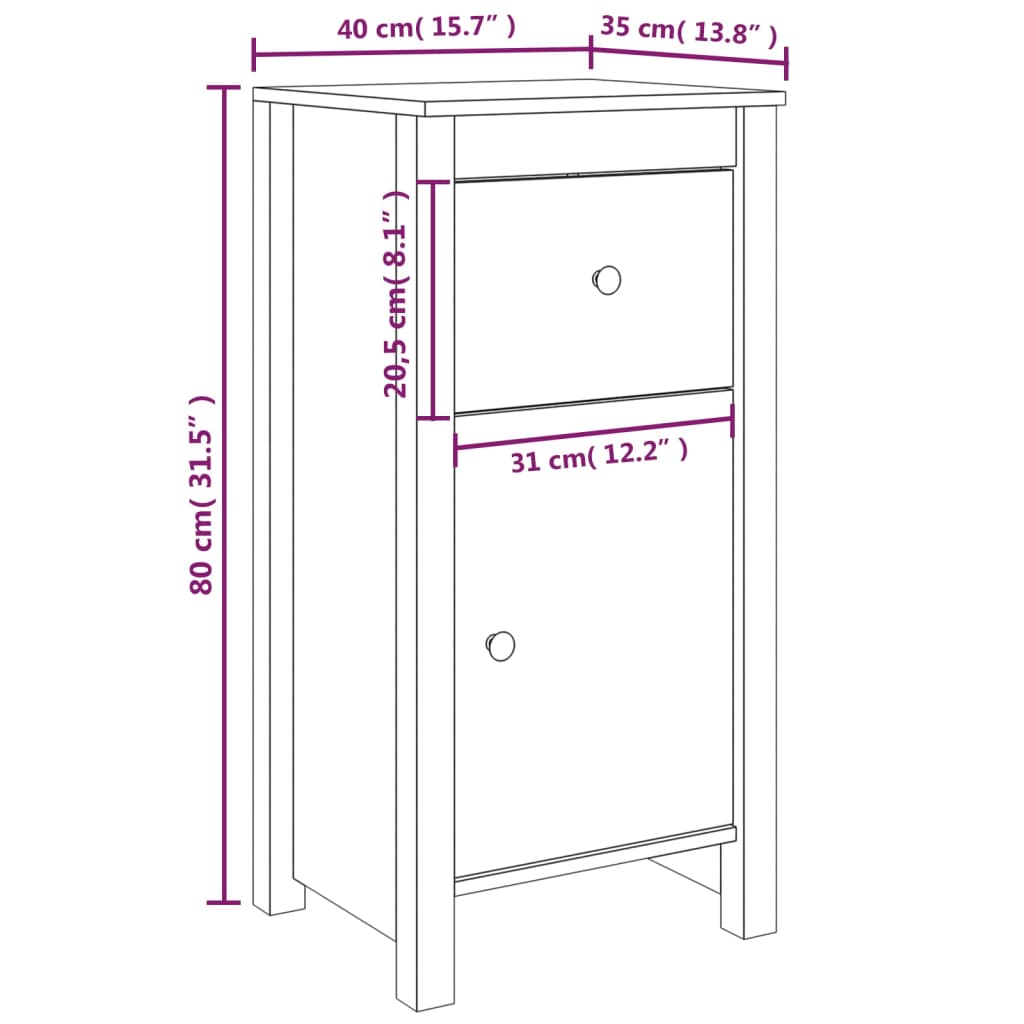 Dressoir 40X35X80 Cm Massief Grenenhout