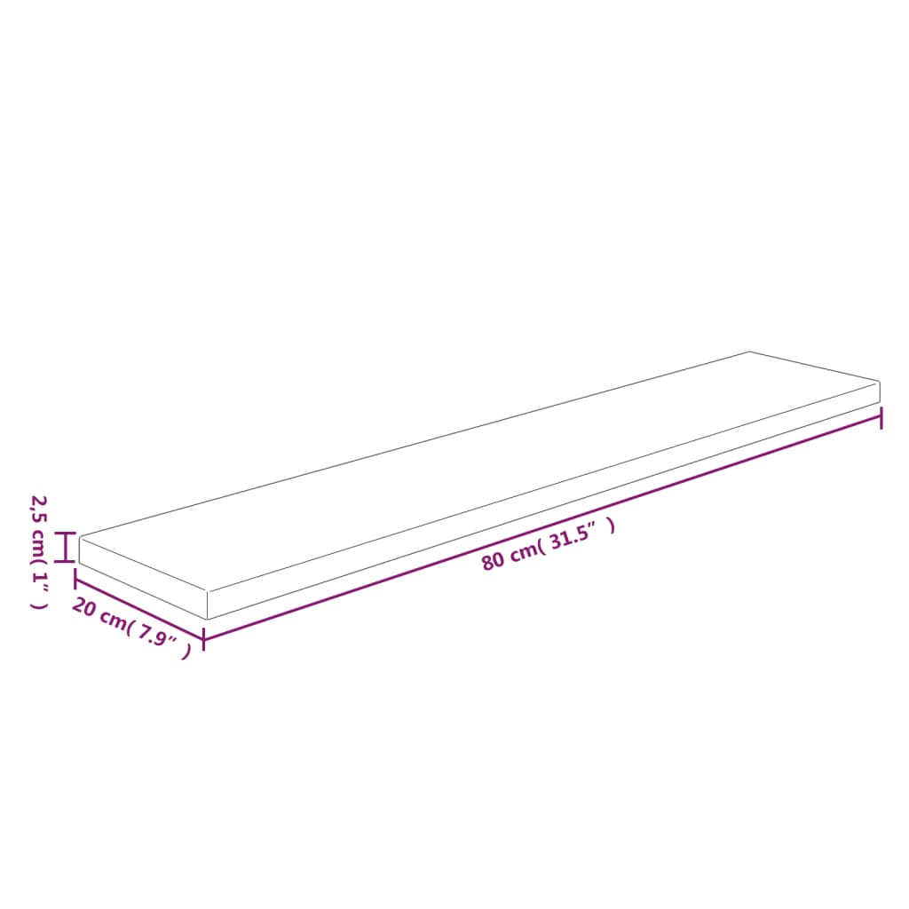 Plank 80X20X2,5 Cm Onbehandeld Massief Eikenhout