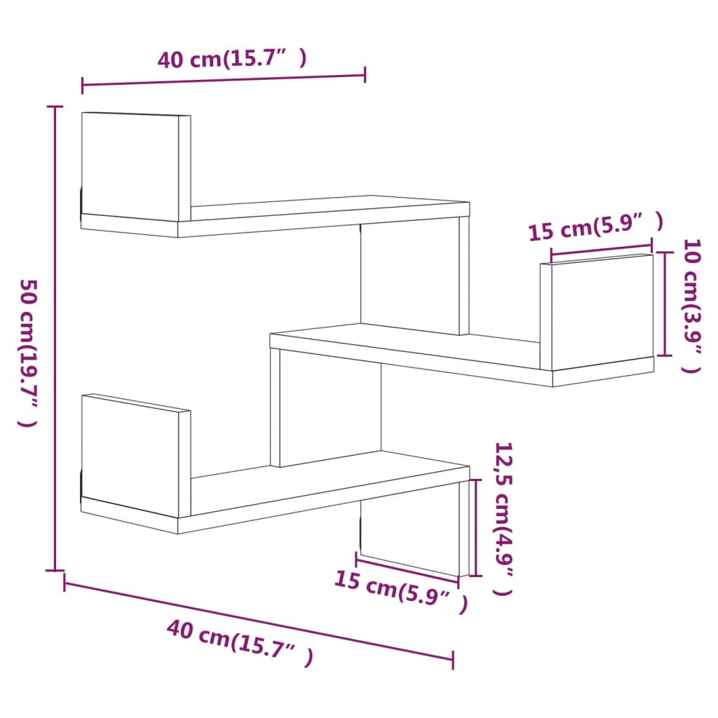 Hoekwandschap 40X40X50 Cm Bewerkt Hout Eikenkleur