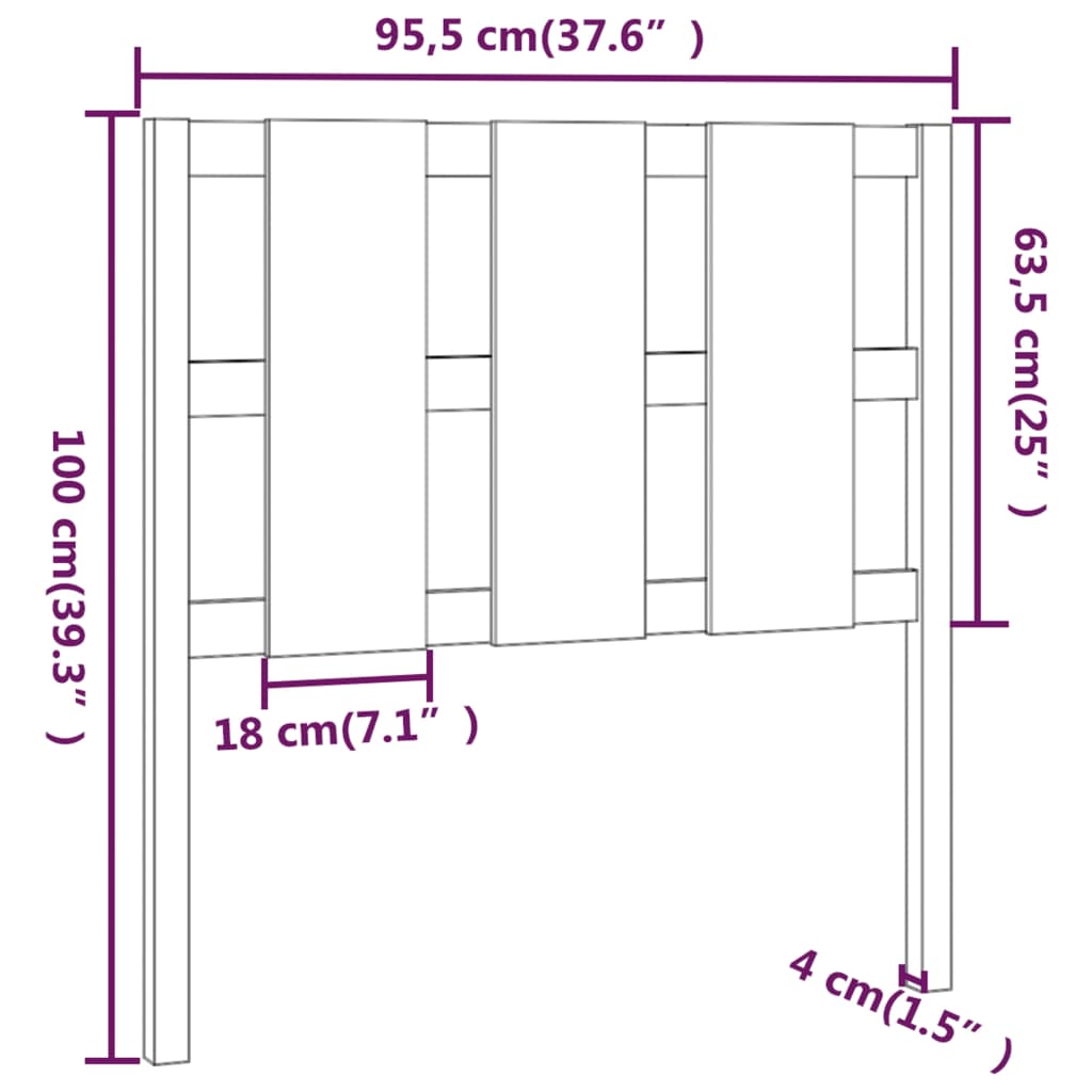 Hoofdbord 95,5X4X100 Cm Massief Grenenhout