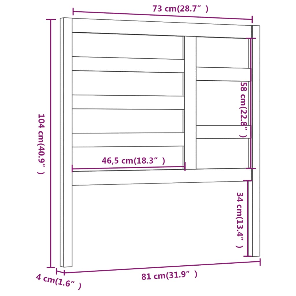 Hoofdbord 81X4X104 Cm Massief Grenenhout