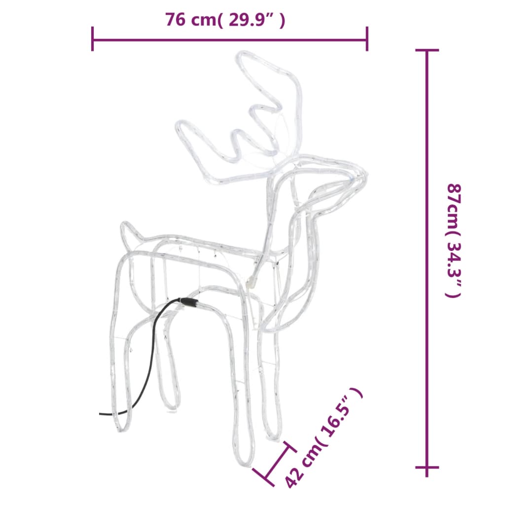 Kerstfiguur Rendier Warmwit 76X42X87 Cm