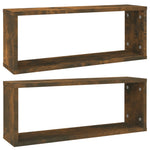 Wandschappen Kubus 60X15X23 Cm Bewerkt Hout