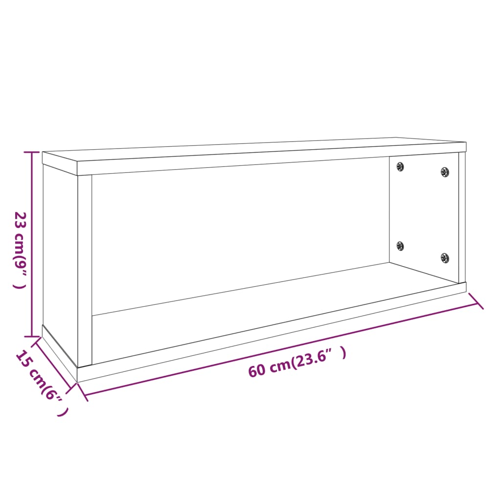 Wandschappen Kubus 60X15X23 Cm Bewerkt Hout