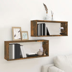 Wandschappen Kubus 60X15X23 Cm Bewerkt Hout