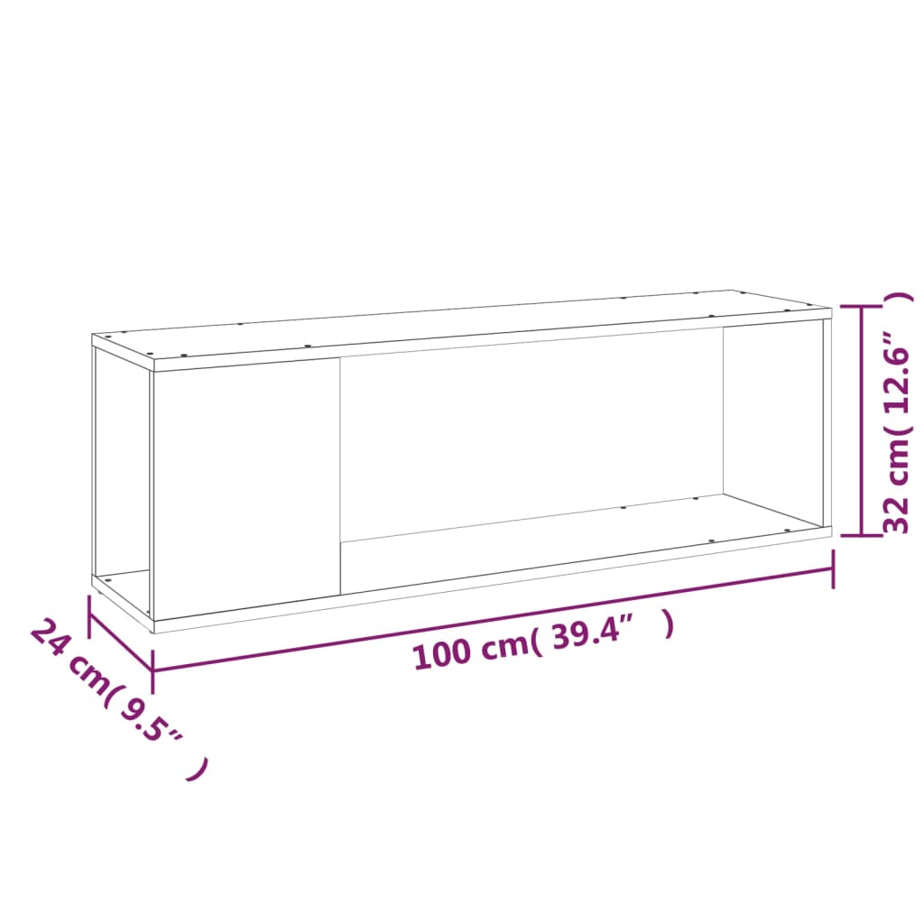 Tv-Meubel 100X24X32 Cm Bewerkt Hout Kleurig