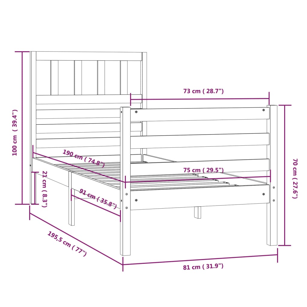 Bedframe Massief Hout