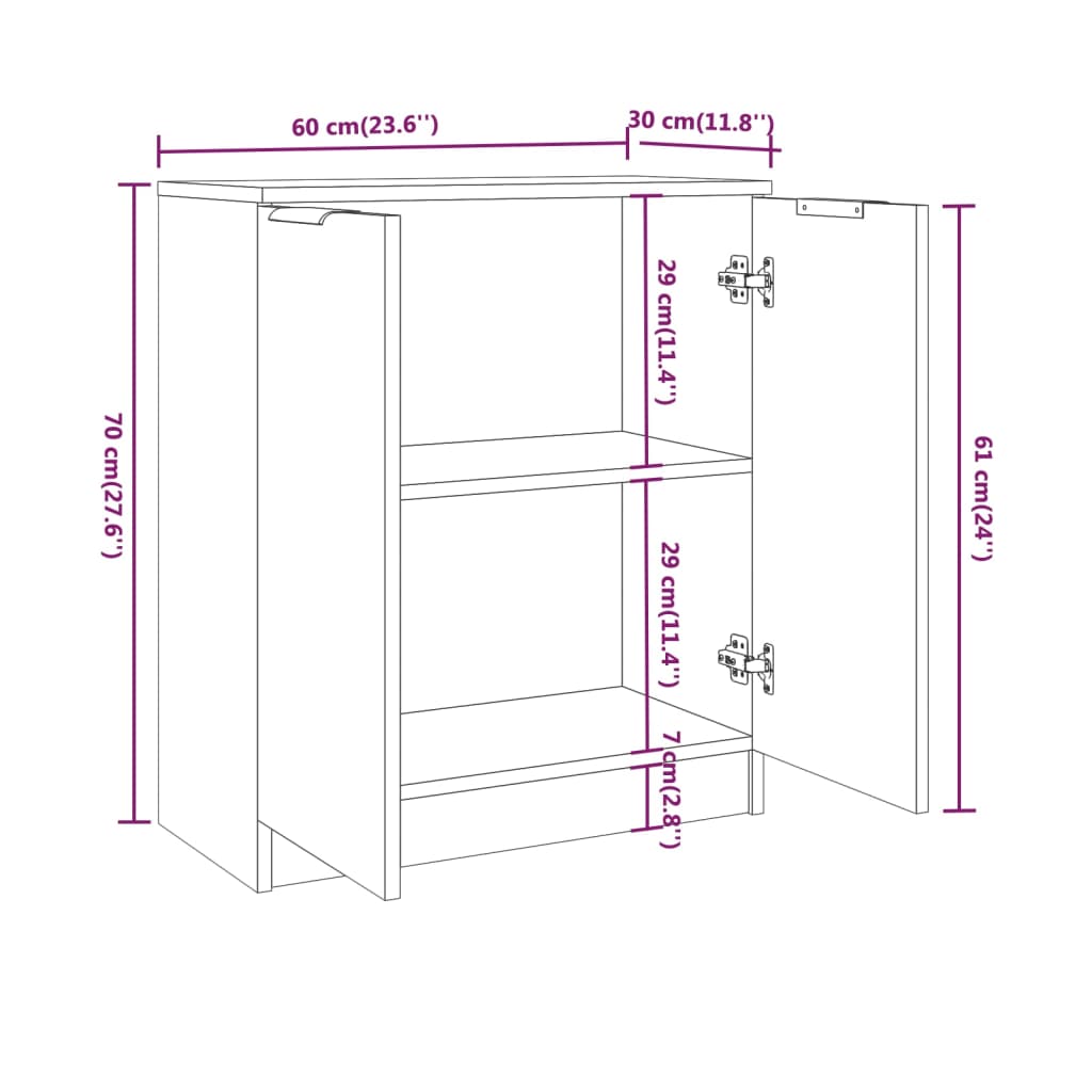 Dressoir 60X30X70 Cm Bewerkt Hout