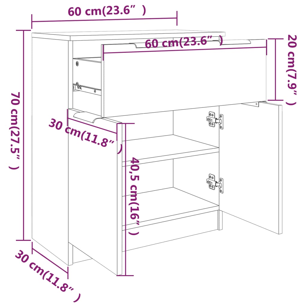 Dressoir 60X30X70 Cm Bewerkt Hout