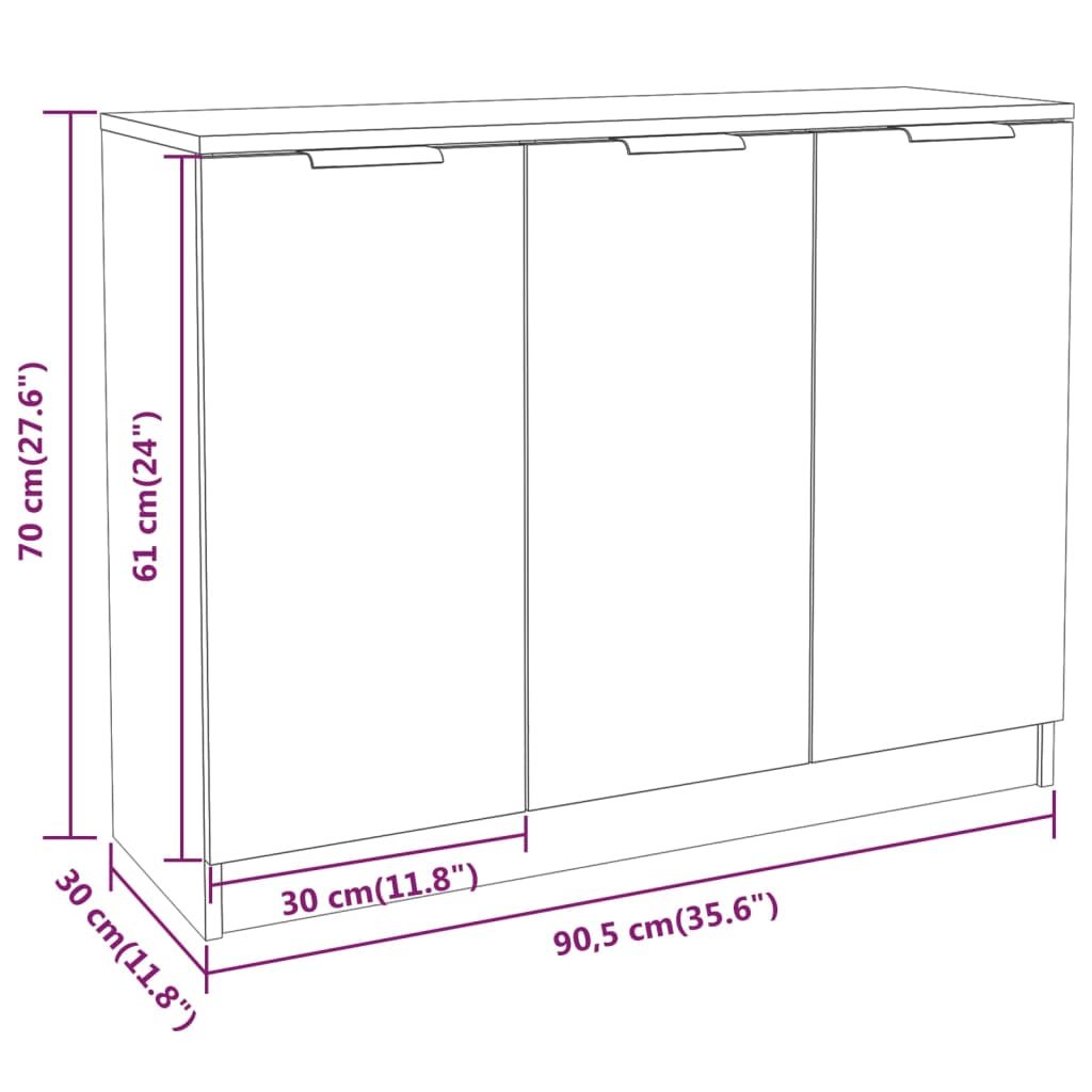 Dressoir 90,5X30X70 Cm Bewerkt Hout