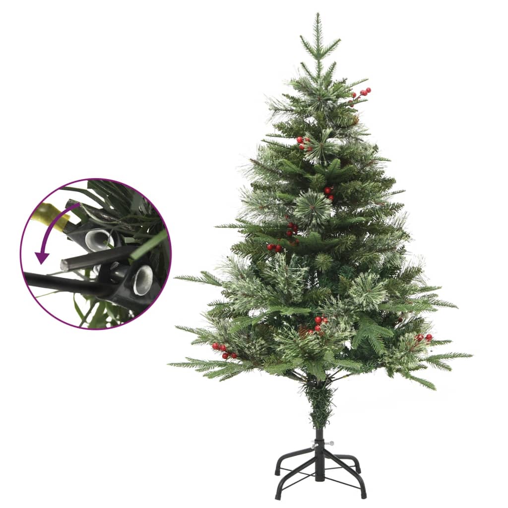 Kerstboom Met Led En Dennenappels 120 Cm Pvc En Pe Groen