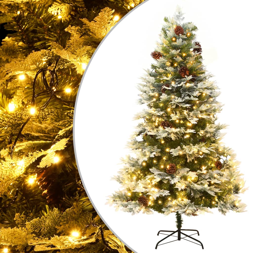 Kerstboom Met Led En Dennenappels 120 Cm Pvc En Pe Groen