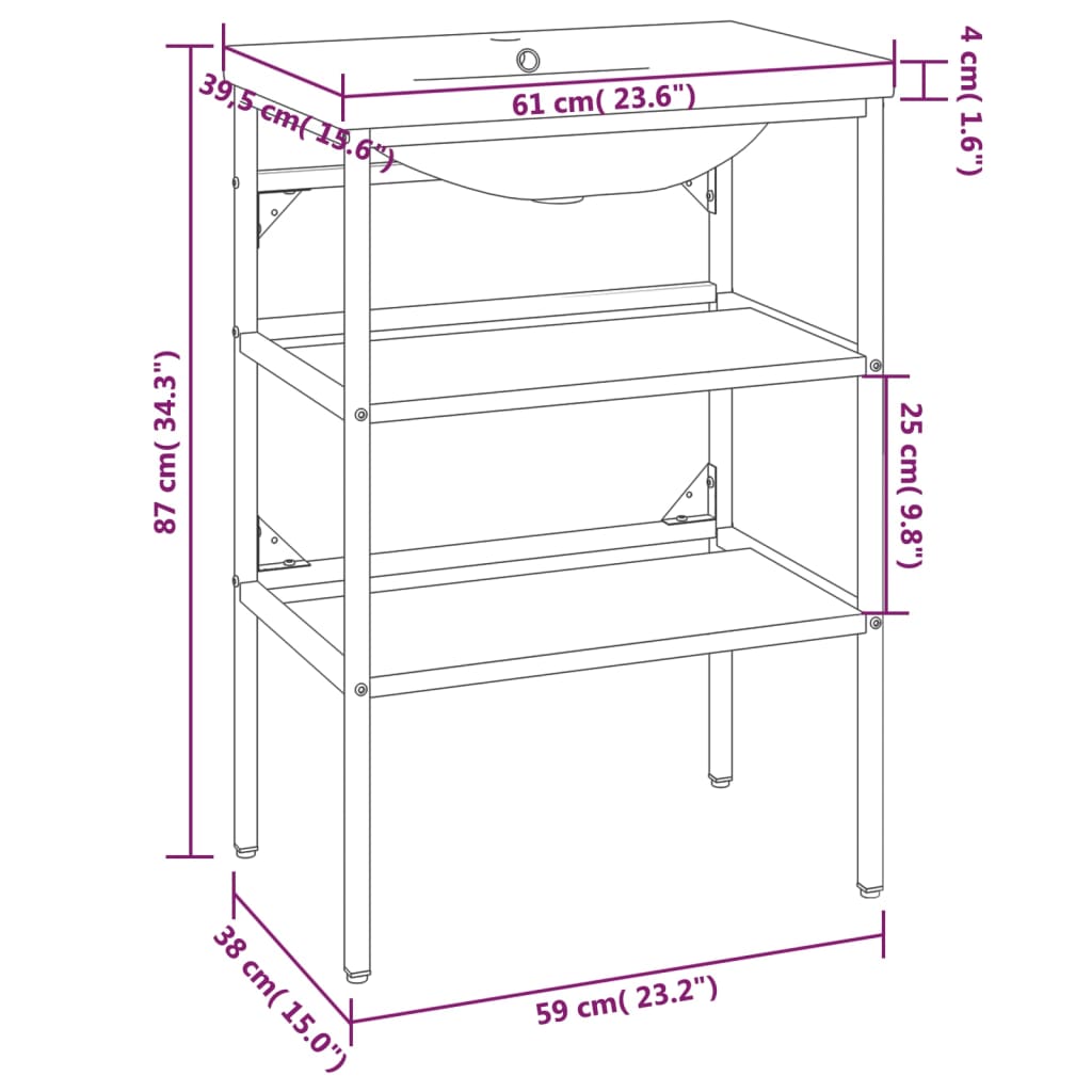 Wastafelframe Met Inbouwwastafel Ijzer