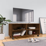 Tv-Meubel Met Wieltjes 90X35X35 Cm Bewerkt Hout