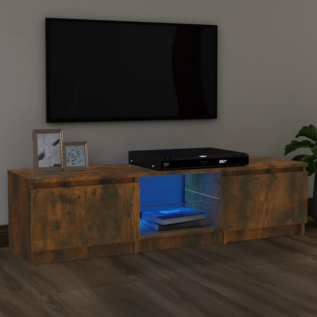 Tv-Meubel Met Led-Verlichting 140X40X35,5 Cm Grijs Sonoma Eiken