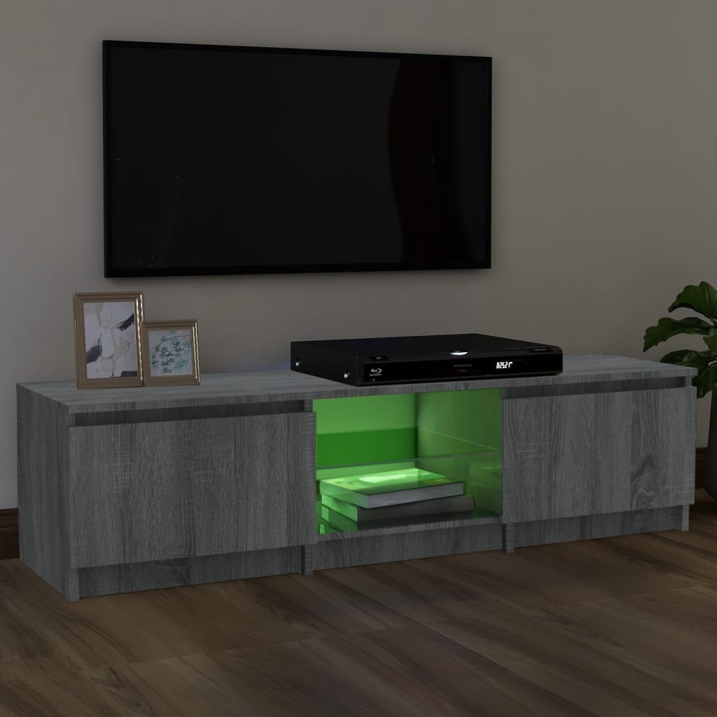 Tv-Meubel Met Led-Verlichting 140X40X35,5 Cm Grijs Sonoma Eiken