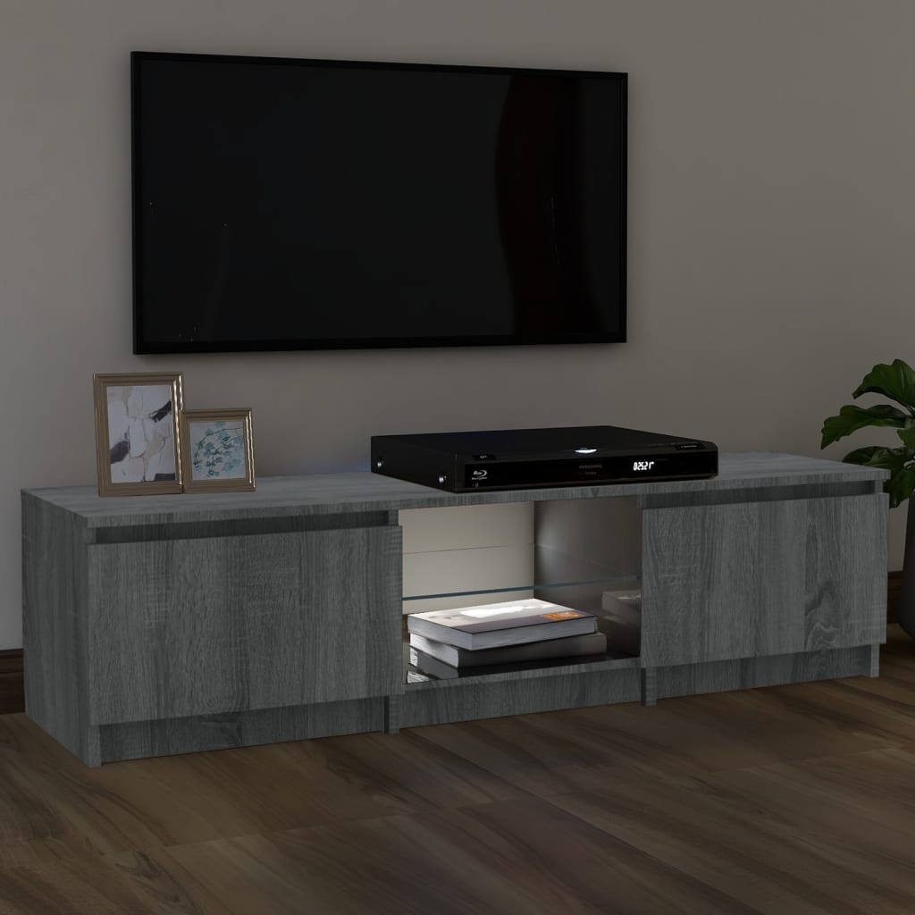 Tv-Meubel Met Led-Verlichting 140X40X35,5 Cm Grijs Sonoma Eiken
