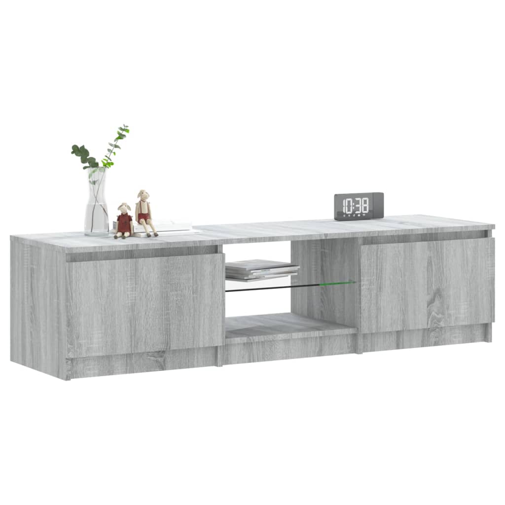 Tv-Meubel Met Led-Verlichting 140X40X35,5 Cm Grijs Sonoma Eiken