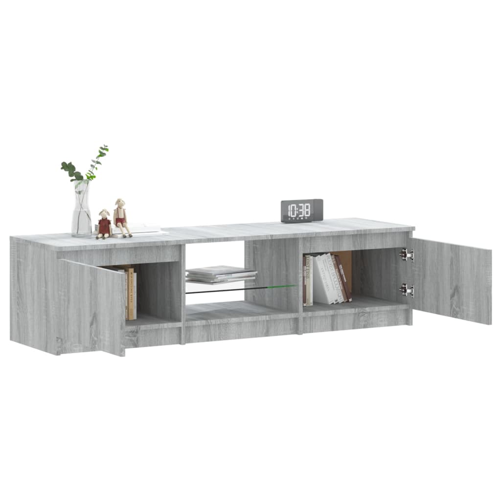 Tv-Meubel Met Led-Verlichting 140X40X35,5 Cm Grijs Sonoma Eiken