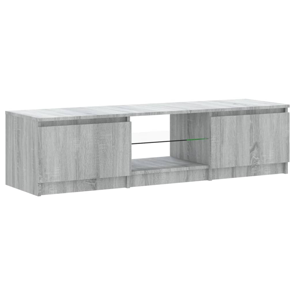Tv-Meubel Met Led-Verlichting 140X40X35,5 Cm Grijs Sonoma Eiken