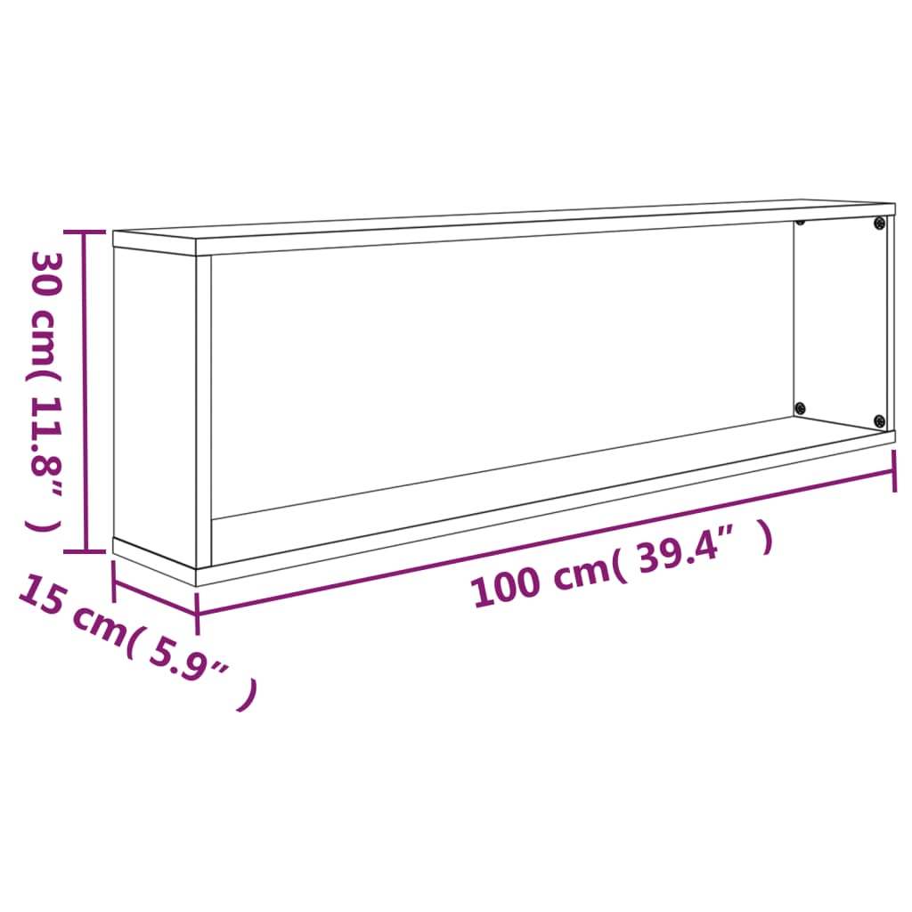 Wandschappen Kubus 100X15X30 Cm Bewerkt Hout