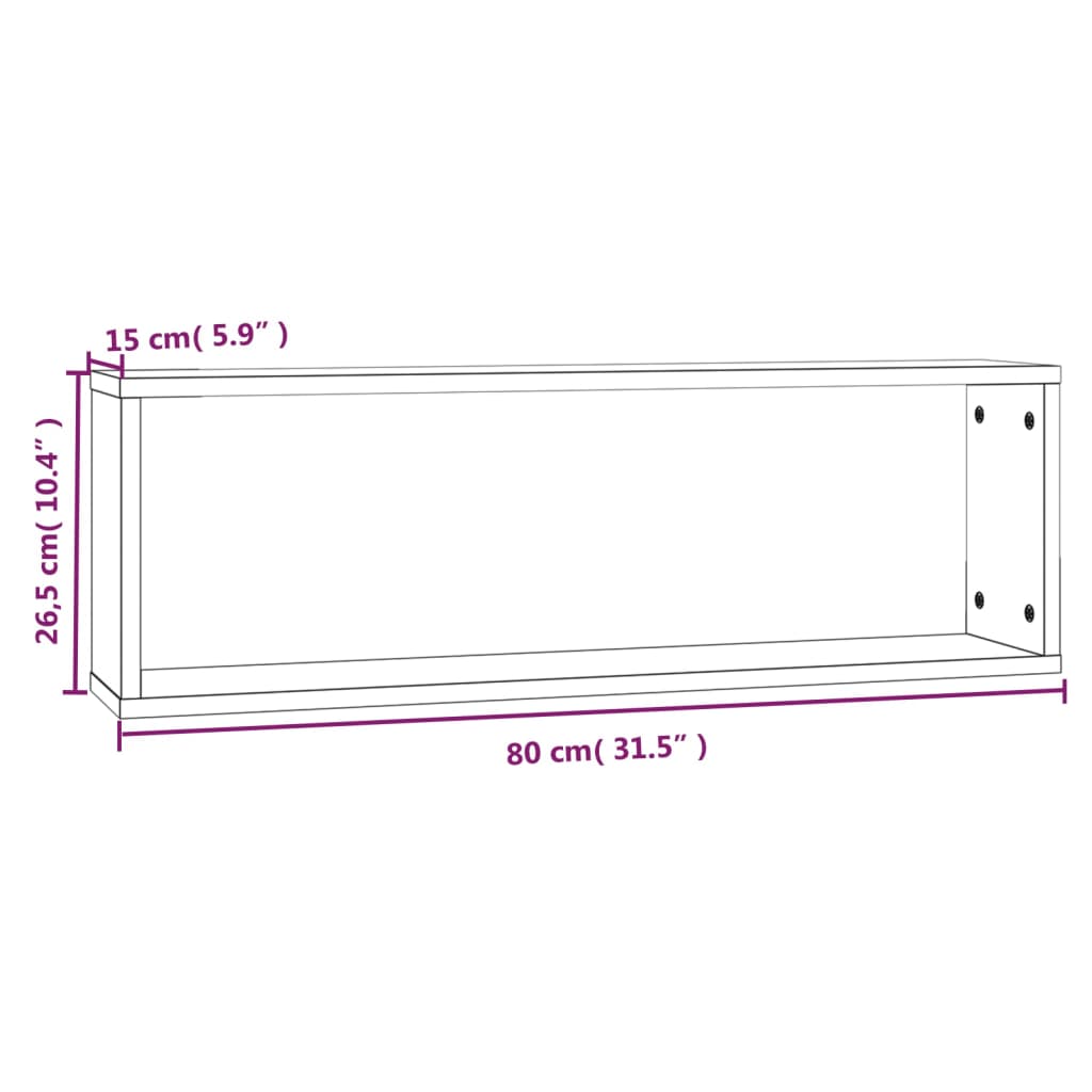 Wandschappen Kubus 80X15X26,5 Cm Bewerkt Hout Bruineiken