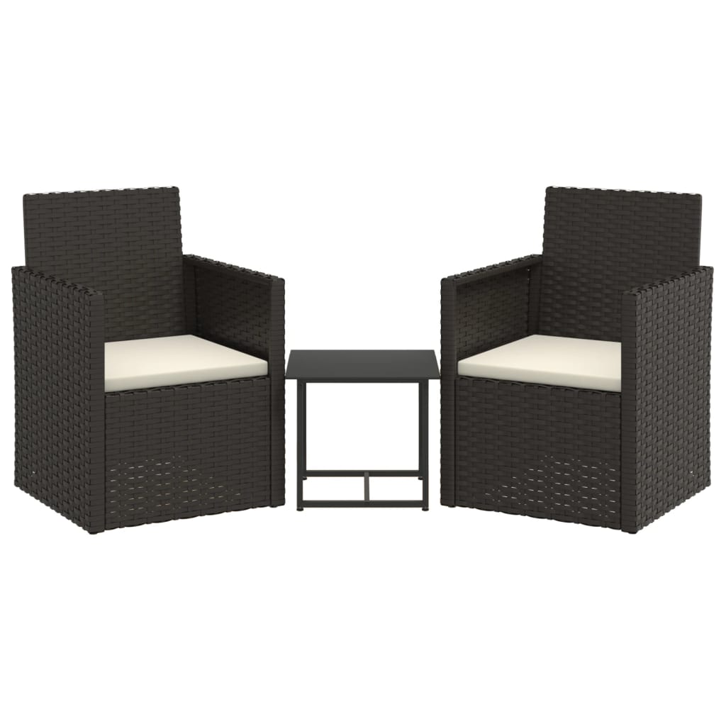 -Delige Loungeset Met Kussens Poly Rattan Zwart